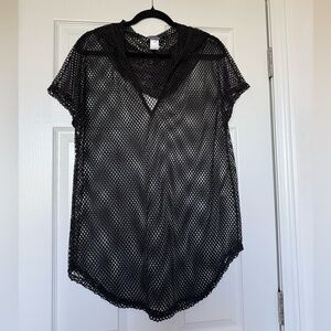 BLACK MESH SWIM COVER UP